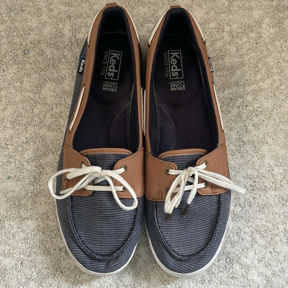 Keds Dream Foam Memory navy & tan loafers - Picture 1 of 11